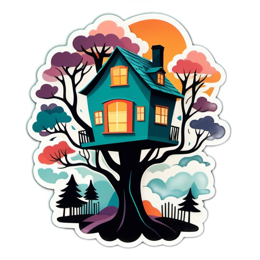treehouse sunset SVG PNG design with clean design elements
