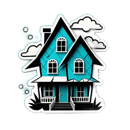 house blue clouds SVG PNG design with clean design elements