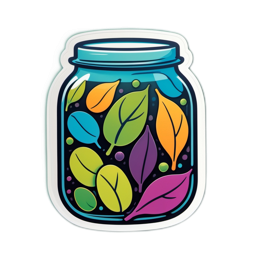 leaves jar SVG PNG design with clean design elements, orange and green floral elements