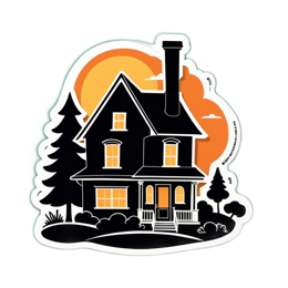 house sunset scene SVG PNG design