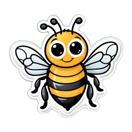 sticker cartoon bee SVG PNG design with clean design elements