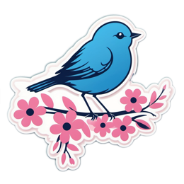 floral bluebird SVG PNG design with clean design elements, pink and blue floral elements