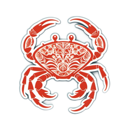 artistic crab floral SVG PNG design with red floral elements