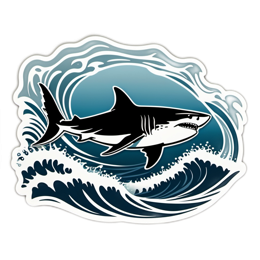 shark wave ocean SVG PNG design with clean design elements
