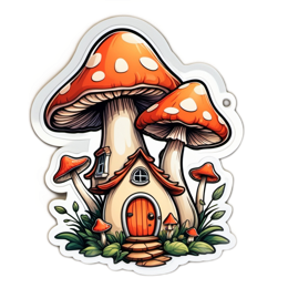 mushroom house sticker SVG PNG design