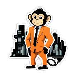monkey suit cityscape SVG PNG design with clean design elements