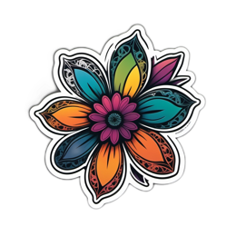 flower colorful sticker SVG PNG design with clean design elements, orange and pink floral elements