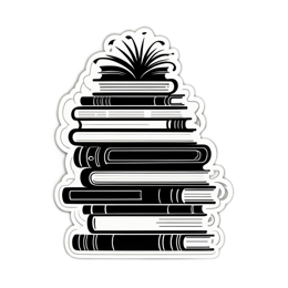books stack blackwhite SVG PNG design with clean design elements