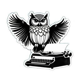owl typewriter SVG PNG design with clean design elements