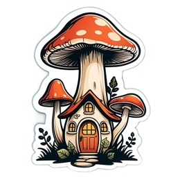 mushroom house stickers SVG PNG design