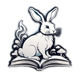 rabbit book mushrooms SVG PNG design with clean design elements