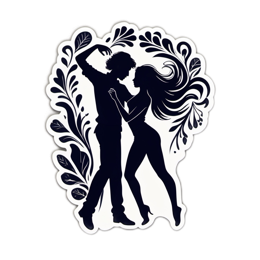 dance silhouette floral SVG PNG design with clean design elements, black and white floral elements