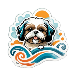 sticker dog waves SVG PNG design with clean design elements
