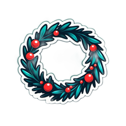 christmas wreath sticker SVG PNG design with clean design elements, red and green floral elements