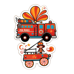 sticker fire truck SVG PNG design