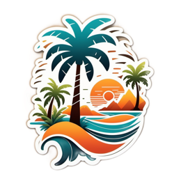 palm trees sunset SVG PNG design with clean design elements