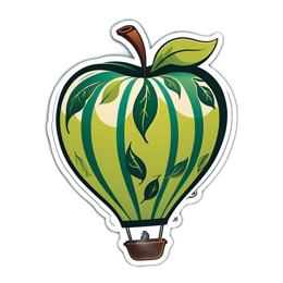 apple balloon sticker SVG PNG design with clean design elements, green and yellow floral elements