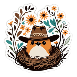 animals florals SVG PNG design with orange and green floral elements