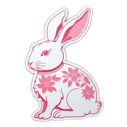 rabbit flowers floral SVG PNG design with clean design elements, pink floral elements