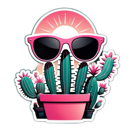cactus sunglasses sunshine SVG PNG design with clean design elements