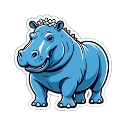 hippopotamus sticker SVG PNG design with clean design elements