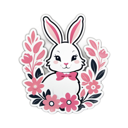 quotes bunny flower SVG PNG design with white and pink floral elements