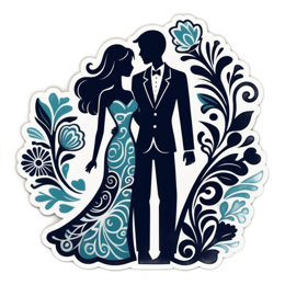 wedding romance floral SVG PNG design with black and blue floral elements