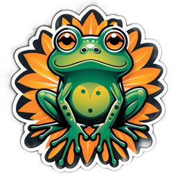 frog flower SVG PNG design with clean design elements, orange and green floral elements