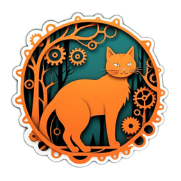 fantasy cat mechanisms SVG PNG design with clean design elements