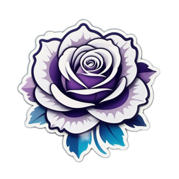 purple rose floral SVG PNG design with clean design elements, white and blue floral elements