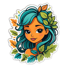 autumn girl with leaves SVG PNG design with orange and green floral elements
