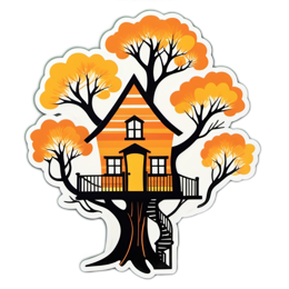 fantasy treehouse autumn SVG PNG design with clean design elements