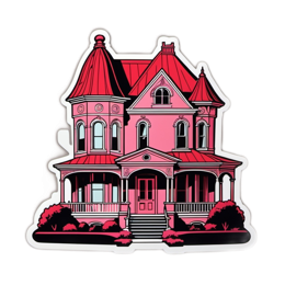 victorian house pink SVG PNG design with clean design elements