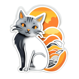 sunset cat SVG PNG design with clean design elements
