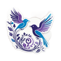 birds flora floral SVG PNG design with blue and purple floral elements