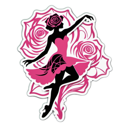 ballet roses floral SVG PNG design with clean design elements, black and pink floral elements