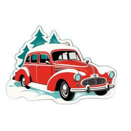 winter red car SVG PNG design