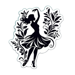 ballet floral SVG PNG design with black and white floral elements