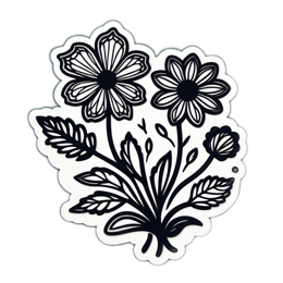 nature flowers floral SVG PNG design with black and white floral elements
