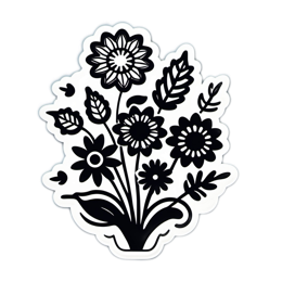 flower vase blackwhite SVG PNG design with clean design elements, black and white floral elements