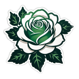 rose leaves floral SVG PNG design with clean design elements, white and green floral elements