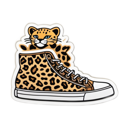 leopard shoe sticker SVG PNG design with clean design elements