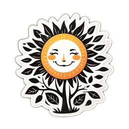 sunflower happy SVG PNG design with clean design elements, black and white floral elements
