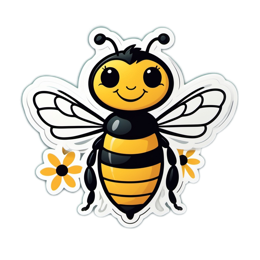 sticker bee flowers SVG PNG design with clean design elements, black and white floral elements