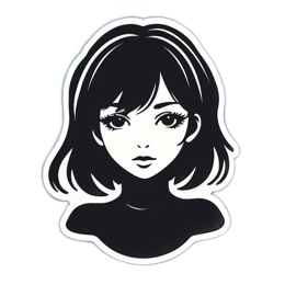 sticker black white hair SVG PNG design with clean design elements