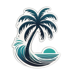 ocean palm tree SVG PNG design with clean design elements