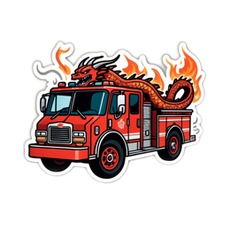 fire dragon firetruck SVG PNG design with clean design elements