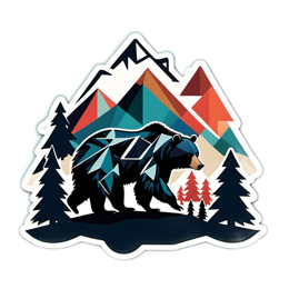 mountain bear SVG PNG design with clean design elements