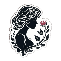 beautiful rose profile floral SVG PNG design with clean design elements, black and white floral elements