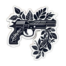 gun flora floral SVG PNG design with clean design elements, black and white floral elements